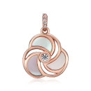 Срібна позолочена підвіска із перламутром та фіанітами (HJP-847-ROSE-P/17/1090)