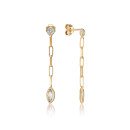 Срібні позолочені сережки-підвіски з фіанітами (ORT  7822 G-E/20/1)
