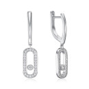 Срібні сережки з фіанітами  PDE07778-E/12/1