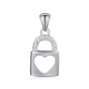 Срібна підвіска Замочок з фіанітами PS00134-P/12/1