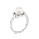 Срібна каблучка з перлиною та фіанітами (PSS1079-R)