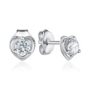 Срібні пусети Серце з фіанітами SE00731-E/12/1