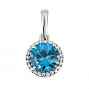 Срібна підвіска з кварцом London blue та фіанітами (3896р-QLB)