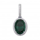 Срібна підвіска з зеленим кварцом і фіанітами (3681р)