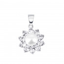 Срібна підвіска з перлиною і фіанітами (2P19822)