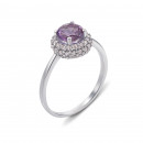 Срібна каблучка з аметистом і фіанітами (1581/9р)
