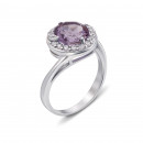 Срібна каблучка з аметистом і фіанітами (1673/9р)