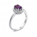 Срібна каблучка з аметистом і фіанітами (Тд0006/ам-R)