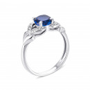 Срібна каблучка з гідротермальним сапфіром і фіанітами (1474/1р-HSPH)