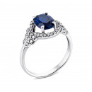 Срібна каблучка з гідротермальним сапфіром і фіанітами (1577/1р-HSPH)
