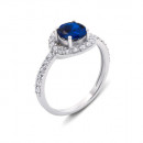 Срібна каблучка з гідротермальним сапфіром і фіанітами (1596/9р-HSPH)