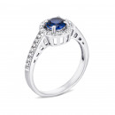 Срібна каблучка з гідротермальним сапфіром і фіанітами (1691/9р-HSPH)