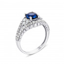 Срібна каблучка з гідротермальним сапфіром і фіанітами (1920/9р-HSPH)