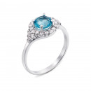 Срібна каблучка з блакитним кварцом і фіанітами (1677/9р)