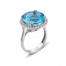 Срібна каблучка з блакитним кварцом і фіанітами (1687/9р)
