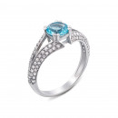 Срібна каблучка з блакитним кварцом і фіанітами (1744/9р)