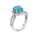 Срібна каблучка з блакитним кварцом і фіанітами (1746/9р)