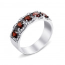 Срібна каблучка з гранатом і фіанітами (1630/9р)