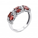 Срібна каблучка з гранатом і фіанітами (1632/9р-GAR)