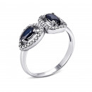 Срібна каблучка з сапфіром та фіанітами (1747/1р-NSPH)