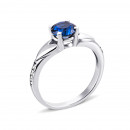 Срібна каблучка з сапфіром і фіанітами (1853/9р-NSPH)