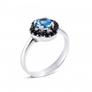 Срібна каблучка з танзанітом і фіанітами (1540чб/1р-QTANZ)