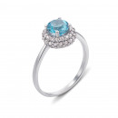 Срібна каблучка з топазом і фіанітами (1581/9р)