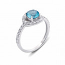 Срібна каблучка з топазом і фіанітами (1596/9р)