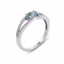 Срібна каблучка з топазом і фіанітами (1625/9р)