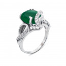 Срібна каблучка з зеленим агатом і фіанітами (1742/9р)