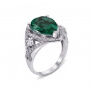 Срібна каблучка з зеленим кварцом і фіанітами (1675/9р)