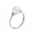 Срібна каблучка з перлиною і фіанітами (1788/1р-PWT)