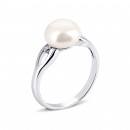 Срібна каблучка з перлиною і фіанітами (1791/1р-PWT)