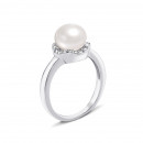 Срібна каблучка з перлиною і фіанітами (PSS0030R)