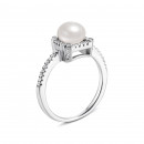 Срібна каблучка з перлиною і фіанітами (PSS1074-R)