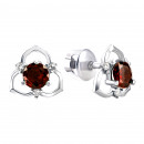 Срібні пусети з гранатом і фіанітами (2332/9р-GAR)