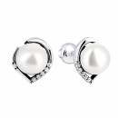 Срібні пусети з перлами і фіанітами (2441/1р-PWT)