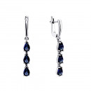 Срібні сережки-підвіски з гідротермальним сапфіром (2960/9р-HSPH)