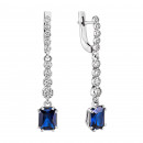Срібні сережки-підвіски з гідротермальним сапфіром і фіанітами (2998/9р-HSPH)