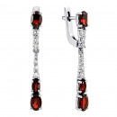 Срібні сережки-підвіски з гранатом і фіанітами (2913/9р-GARN)