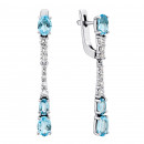 Срібні сережки-підвіски з топазом swiss і фіанітами (2913/9р-TSWB)