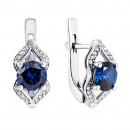 Срібні сережки з гідротермальним сапфіром і фіанітами (2051/1р-HSPH)