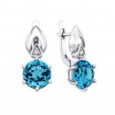 Срібні сережки з блакитним кварцом і фіанітами (2868/9р-QSM)