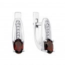 Срібні сережки з гранатом і фіанітами (2835/9р-GAR)