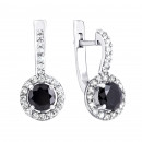 Срібні сережки з сапфіром і фіанітами (2055/9р-NSPH)