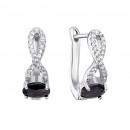 Срібні сережки з сапфіром і фіанітами (Тд0019/сап-E)