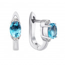 Срібні сережки з топазом swiss і фіанітами (Тд0056/топsw-E)