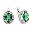 Срібні сережки з зеленим кварцом і фіанітами (2131/1р-QGR)