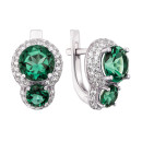 Срібні сережки з зеленим кварцом і фіанітами (2151/9р-QGR)