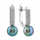 Срібні сережки з перлами і фіанітами (2435чб/1р-PBL)